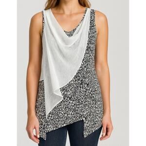 Clotheshead Womens Small Sleeveless Draped Top Black White